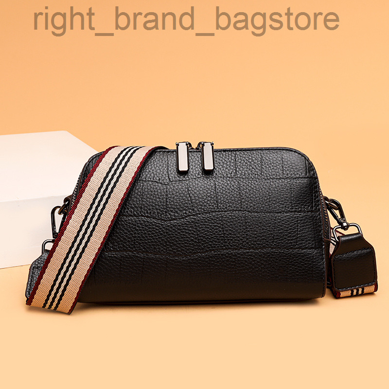 

Fashion Genuine Leathe Wide Shoulder Strap Women's Bag 2022 New Simple and Elegant Stone Pattern Single Shoulder Crossbody Bags W220805, Khaki