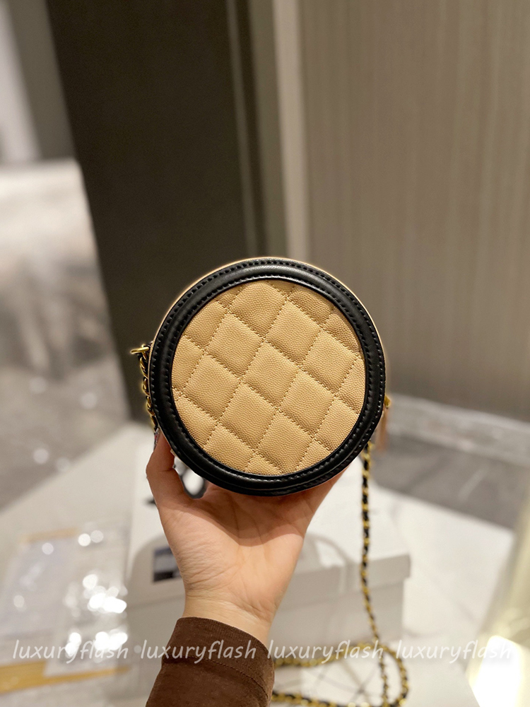 

Women Crossbody Bags Mini Round Small Cute Classic Designer Shoulder Bag Gold Chain Fashion Ladies Vintage Coin Purses Khaki Green Black White, Box(not sold separately)