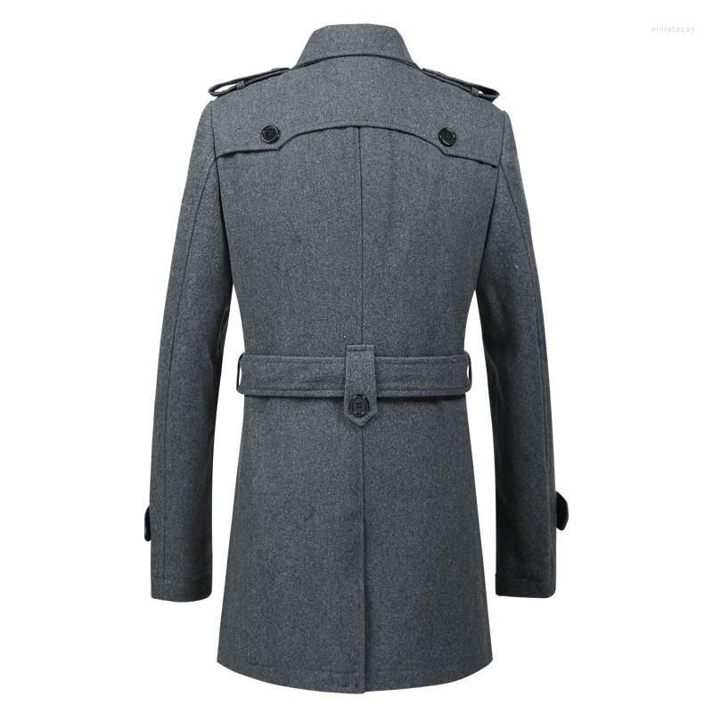 

Men's Trench Coats Wool Autumn Coat Men Fashion Slim Fit Long Jackets Thick Winter Male Overcoat Casual Windbreaker LWL774488 Viol22, Gray3011