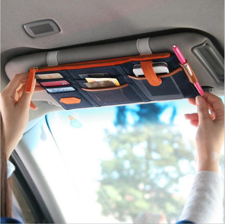 

Car Organizer Sun Visor Pen Business Card Holder CD DVD Storage Box Sunglasses Clip Stowing Tidying Accessories Wholesale