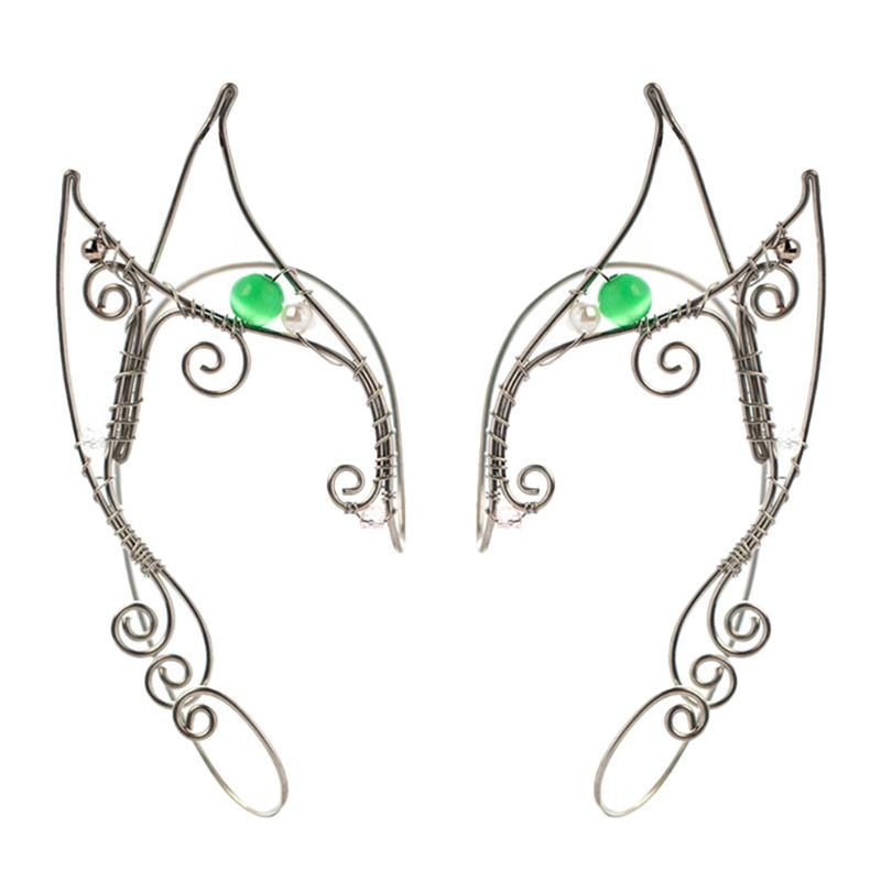 

Clip-on & Screw Back Pair Elf Ear Cuffs Earring Fairy Costume Prop For Wedding ChristmasClip-on