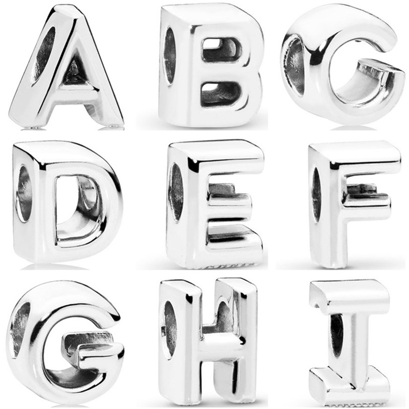 

Popular High Quality 925 Sterling Silver Simple Style Vintage Alloy 26 Letter Bead Charm for 3mm Bracelet Women Jewelry Fashion Accessories Pandora Charm
