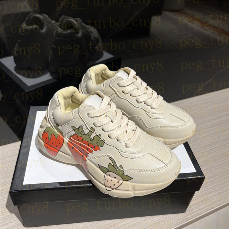 

Kids Designers Shoes Sweet Girls Sneakers Strawberry Letter Pattern Toddlers Shoe Outdoor Sports Sneaker For Children, Beige