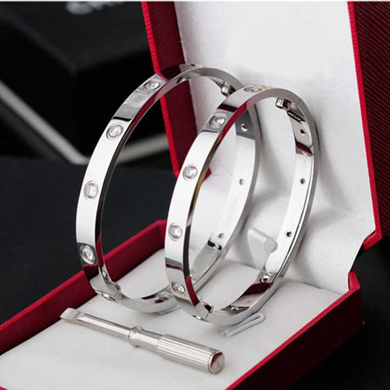 Love Bangle 316 Stainless Steel Screw Bangles Design Men Bracelet with Screwdriver Diamond Stone Screws Leisure Travel Wedding Party Gold-image-747471464