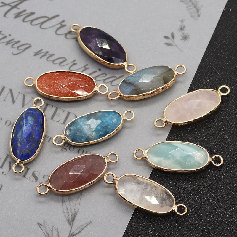 

Pendant Necklaces Natural Sandstone Crystal Agate Connector Charm Oval Fashion Style Ladies For Jewelry Making DIY Necklace AccessoriesPenda