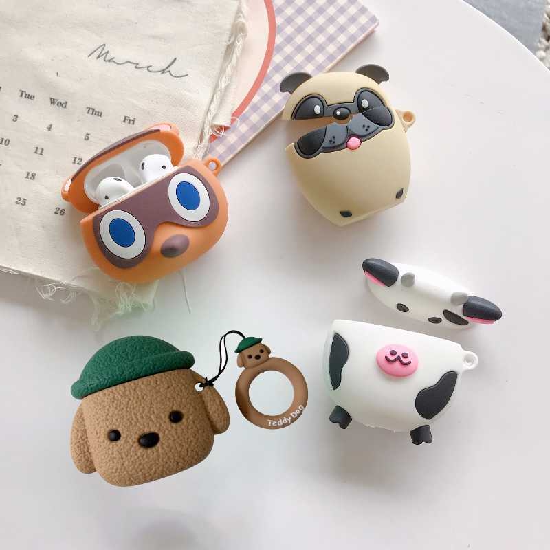 Game Raccoon Dog 3D Case For AirPods 1 2 Pro Box Cartoon Cute Cow Animal Soft Silicone Wireless Bluetooth Earphone Protect Cover