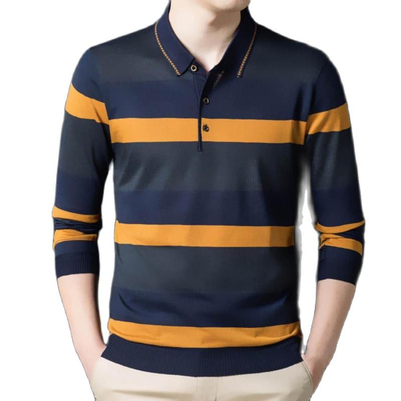 

Men's Casual Shirts Chic Spring Plus Size Men T-shirt Striped Long Sleeve Shirt Slim Winter, Blue