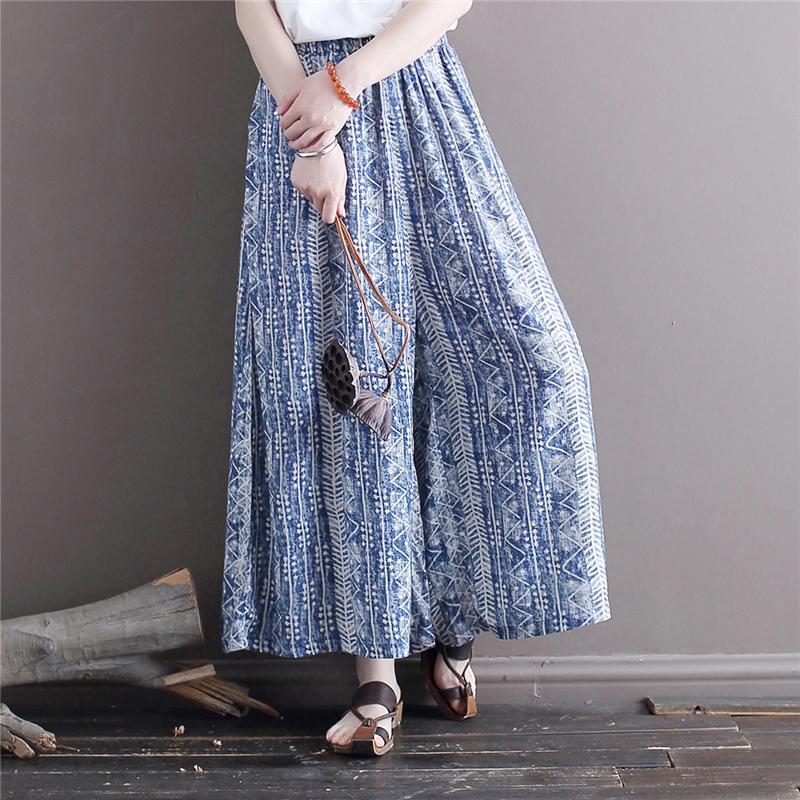 

Women's Pants & Capris Johnature Vintage Wide Leg For Women Cotton Linen Print Floral Summer Trouser 2022 Loose Female Clothing Casual, Multi