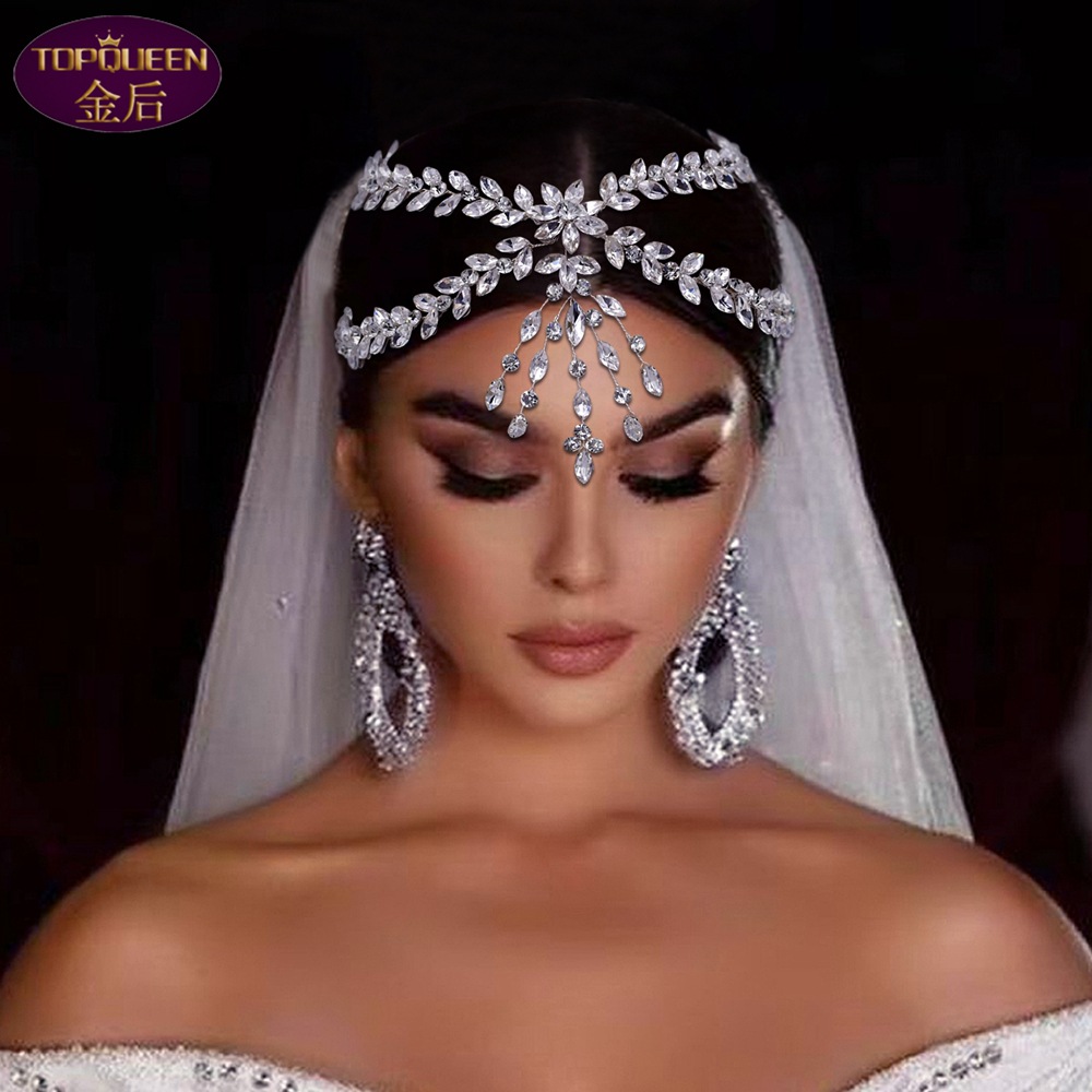 

Tassels Forehead Crystal Tiara Baroque Crystal Bridal Headwear Crown Rhinestone with Wedding Jewelry Hair Accessories Bridal Crowns Headpieces HP469