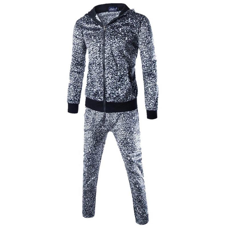 

Men's Hoodies & Sweatshirts Men's Leopard Print Autumn Patchwork Sweatshirt Tops Pants Sets Sports SuitMen's, Gold