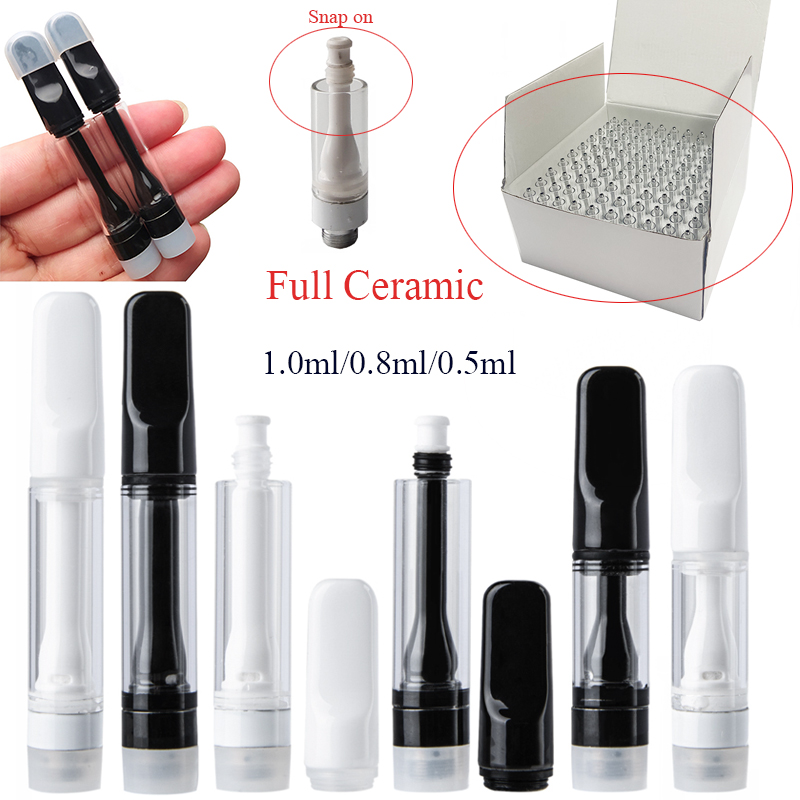 

Full Ceramic TH205 Empty Vape Cartridges Form Packaging Snap on 0.8ml 1.0ml Vape Carts Lead Free Cartridges for Thick Oil Custom Made Cartridges 510 Thread