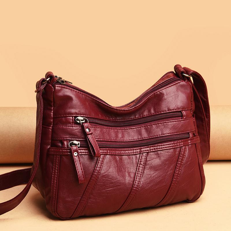 

Evening Bags Multi-pocket Crossbody For Women 2022 Washed PU Leather Shoulder Mummy Daily Shopping Casual Female Travel BagEvening, Black