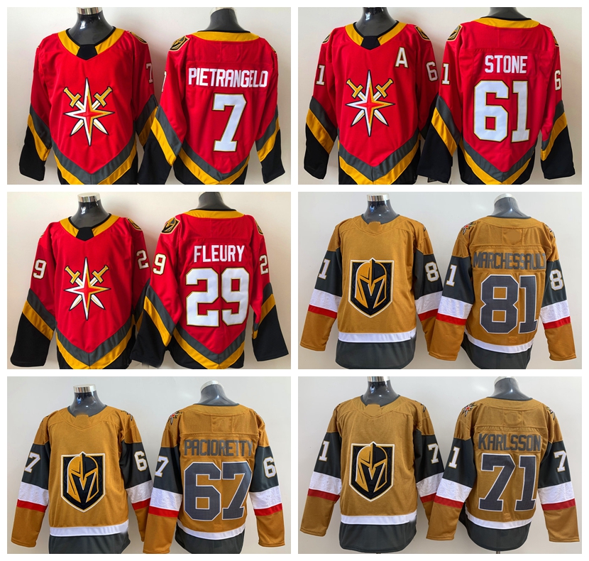 

Vegas''Golden''Knights Hockey Jerseys custom 7 Alex Pietrangelo 29 Marc-Andre Fleury 61 Mark Stone 67 Max Pacioretty 71 William Karlsson 75 Ryan Reaves 0428, As