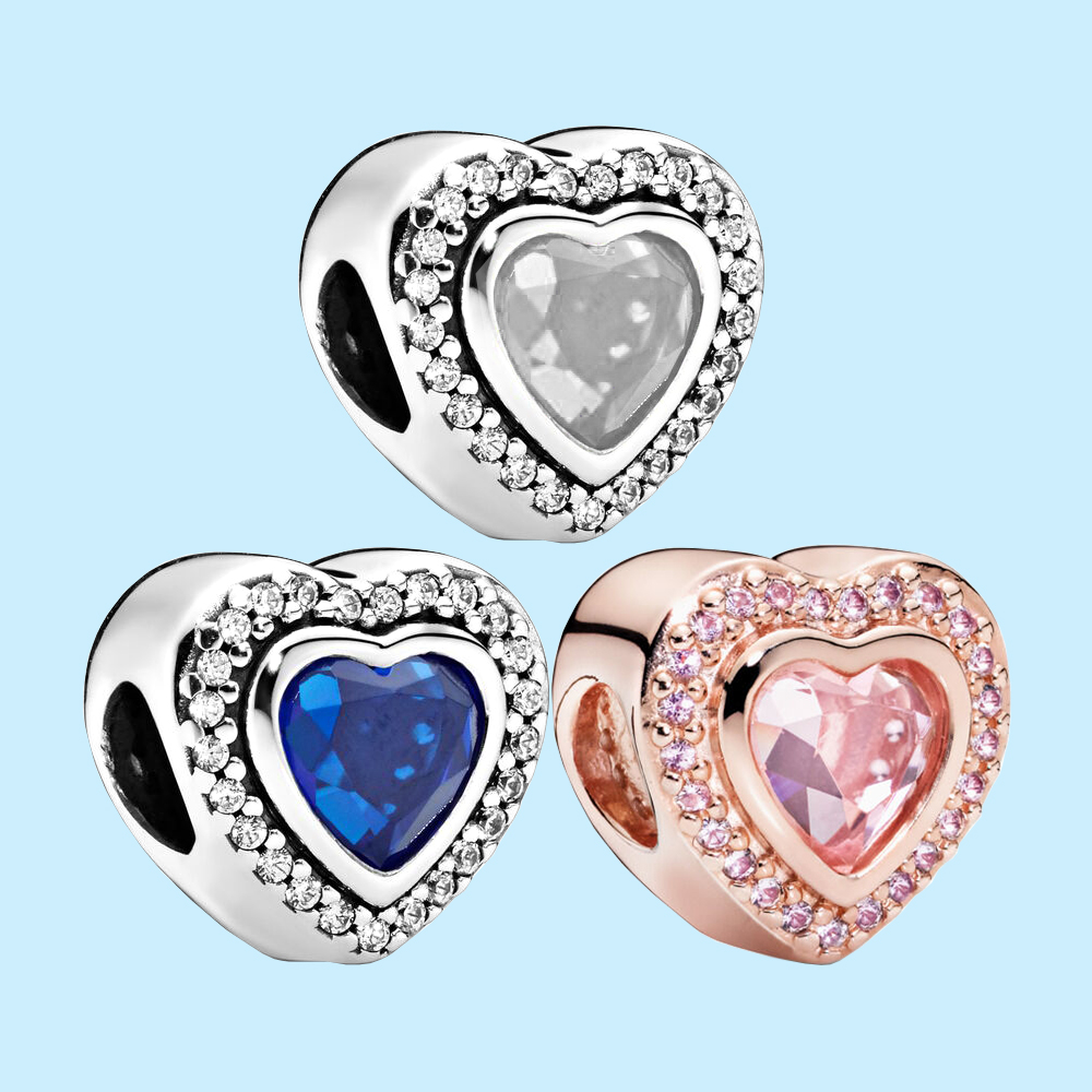 

925 Sterling Silver Pendant Charms for Pandora Original box Heart Charm DIY European Bead Charms Bracelet Necklace jewelry