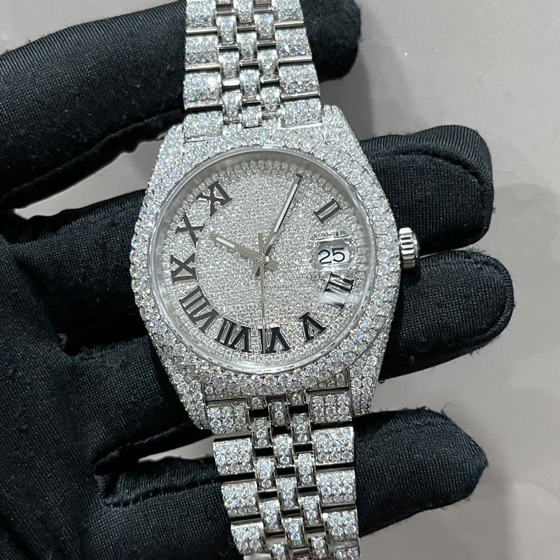 2022 New version Silver Moissanite Diamonds date Watches PASS TEST ETA movement Automatic Mechanical just for Men Luxury Full Iced Out waterproof Wa