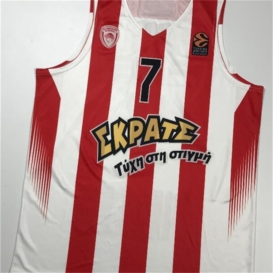 

Nikivip print Vassilis Spanoulis #7 Olympiacos Olympiakos Euroleague Piraeus Retro Basketball Jersey Men's Stitched Custom Any Number Name Jerseys, Print jersey as show