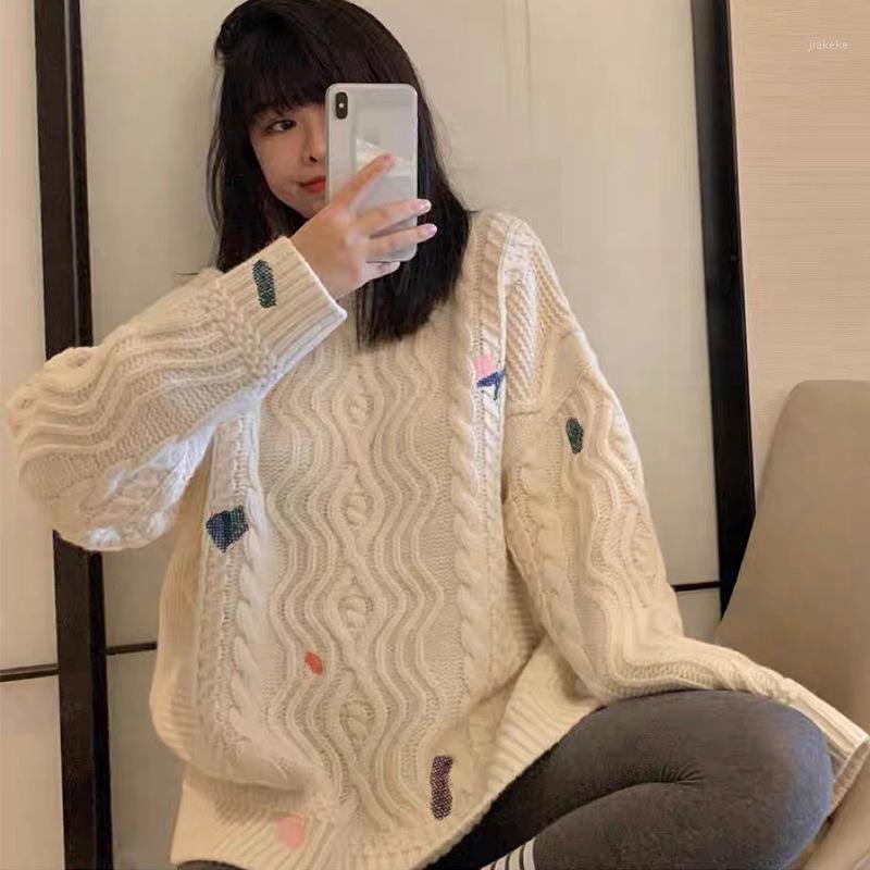 

Women's Sweaters Spot Real S ADER Tide Brand Twist Color Block Embroidery Wool Pullover Sweater Women Thick Men And, Khaki