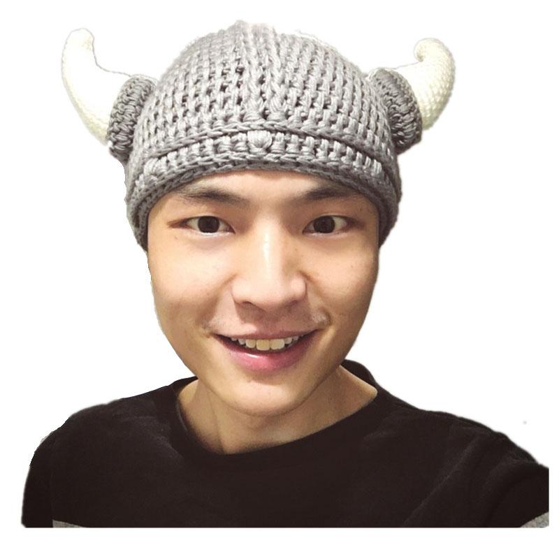 

Berets Handmade Crocheted Hat Knitted Viking Horns Children Pography Party Wool Pirate HornsBerets, Child