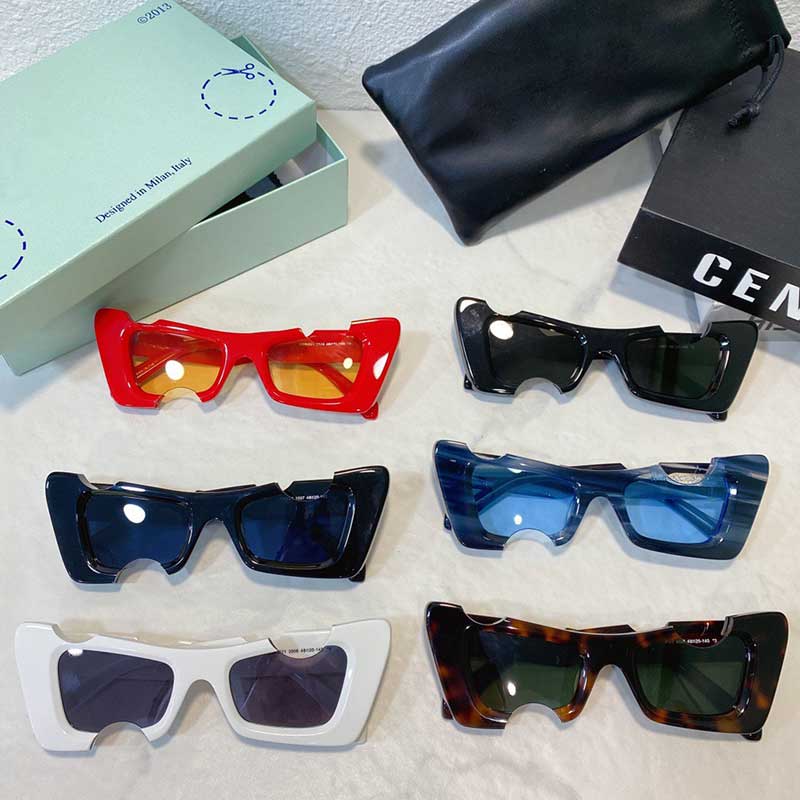 

Designer Cat Eye Cutout Sunglasses OERI021 Cady Sunglasses Men Women Fashion Luxury Notched Lens Temples Double Arrow Design Driving Vacation UV400 With Box