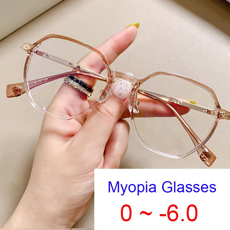 

Sunglasses Fashion Anti Blue Light Computer Myopia Glasses Women Men Irregular Round Gradient Nearsighted Eyeglasses Oculos -1.5 -2.5Sunglas