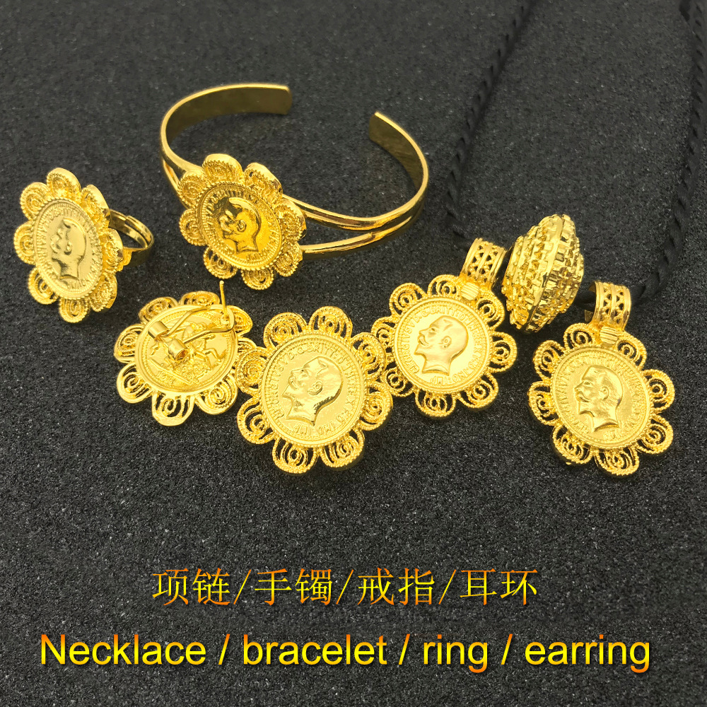 Coin Jewelry Sets Necklace Earring Ring Bracelet Fine Gold GF Coins GOOLRN African Eritrea dubai Habesha bridal set Large-scale-image-762006511
