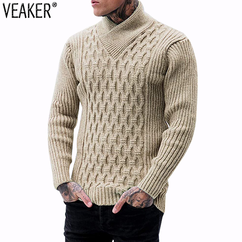 

Men's Turtleneck Sweater Pullover Male Autumn Long Sleeve Slim Fit Sweaters Solid Color Tops M2XL 220813, Navy blue