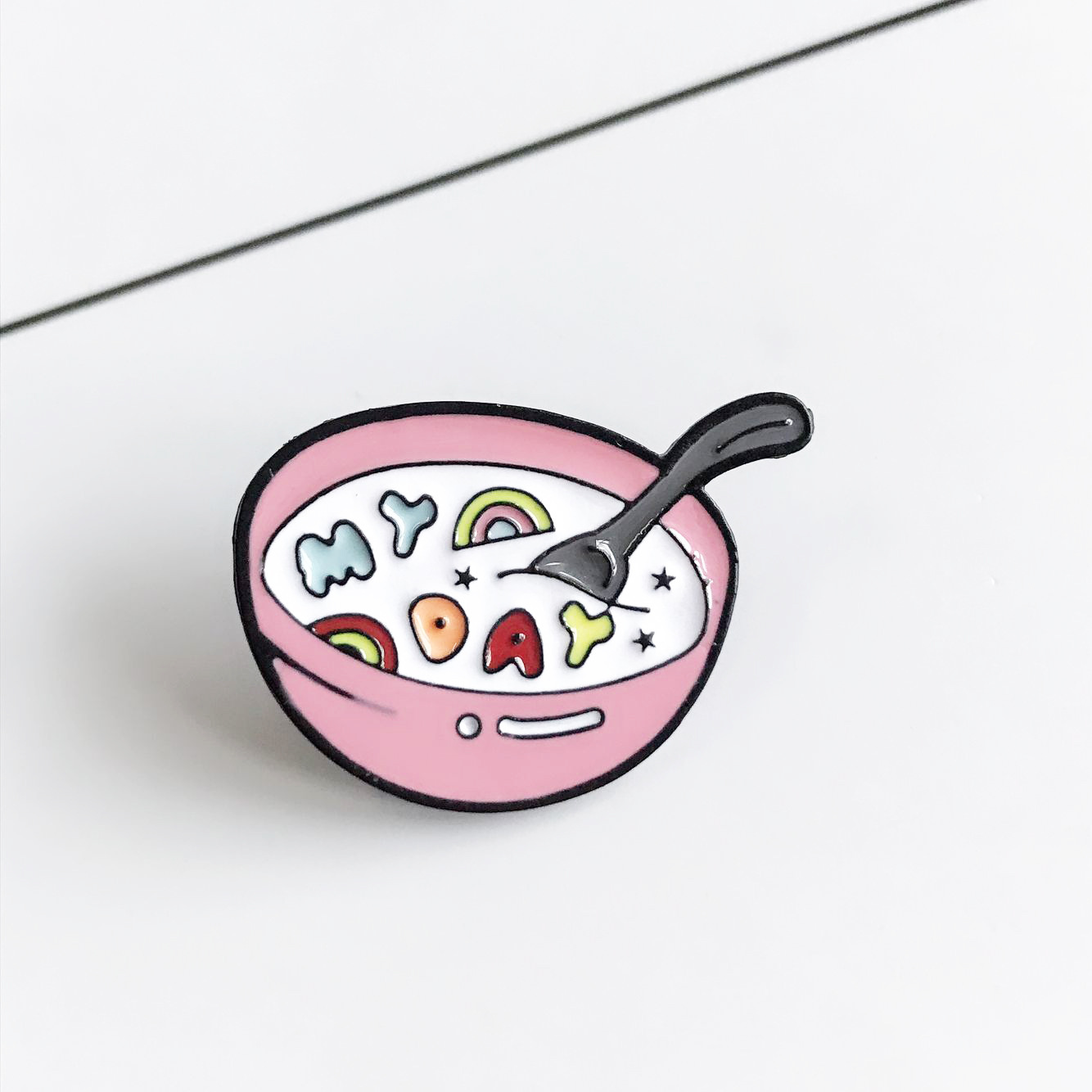 

Cute Brooches Pin My Day Bowl for Women Kids Fahsion Jewelry Shirt Coat Dress Denim Bag Decor Metal Enamel Pin