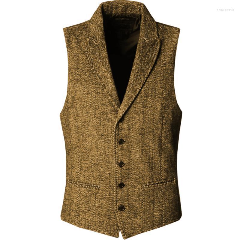 

Men's Vests Men's Suit Vest Brown Herringbone Tweed Tailored Collar 2 Pocket Vintage Business Waistcoat For Men Wedding 2022Men's Phin22, Burgundy