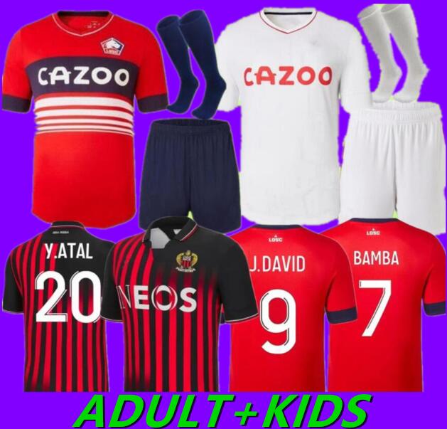 

22 23 LOSC Lille OGC Nice FC DELORT away soccer jerseys MELOU GOUIRI 2022 2023 DAVID football shirts DOLBERG KAMARA BAMBA maillot foot ATAL, White