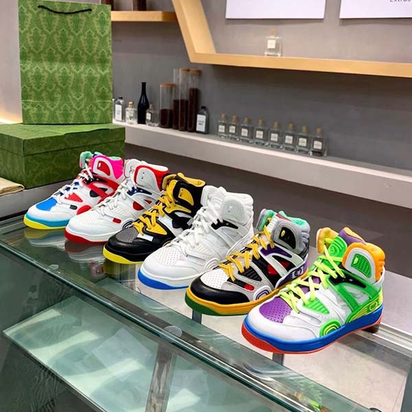 

Designer Basket high top sneakers basketball shoes ankle Contrast Thickening platform lace-up brightly colored fabrics vintage Sport Shoe
