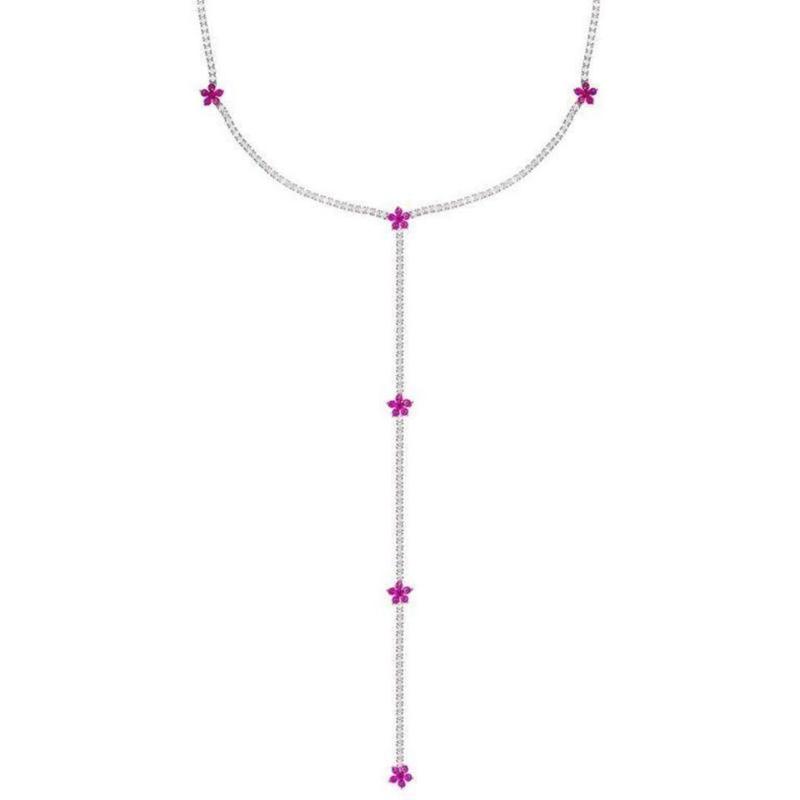 

Chains Luxury Fashion Women Jewelry Slim 5A 2MM CZ Tennis Chain Sparking Bling Flower Charm Choker Lariat Double Layer NecklaceChains