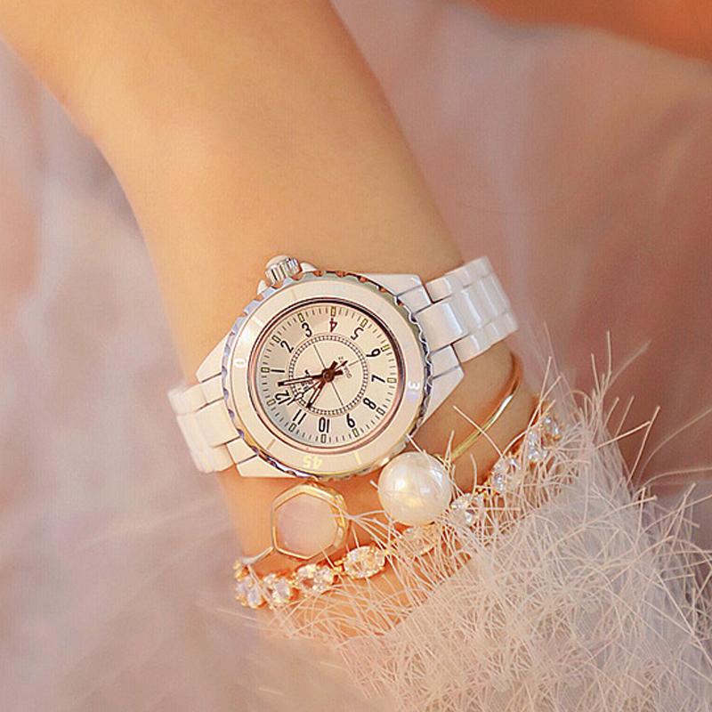 

Wristwatches Luxury Top Brand Watch For Women Selling Chain Watches Ladies Fashion Black White Ceramic Classic Women's Wristwatch ClockW