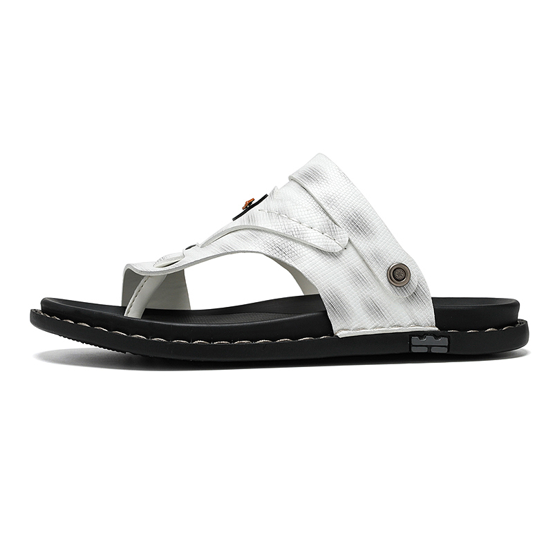 

Summer Casual Sandals Leather Classic Men Outdoor Sandals Designer Flip Flops Lightweight Mens Slides Beach Shoes Zapatos Hombre, Black