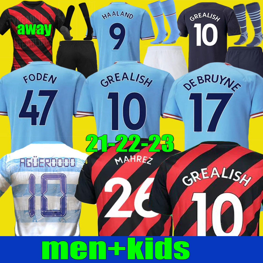 

21 22 23 HAALAND GREALISH soccer jersey STERLING DE BRUYNE FODEN 2022 2023 MAHREZ football shirts aldult MAN kids kit Boys youth full set uniform, 22-23 home player