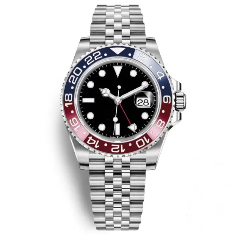 AAA Top Quality Mens Wristwatch Blue Red Céramique Céramique Watch en acier inoxydable Mouvement automatique Real Gmt Watches Limited Master Gift