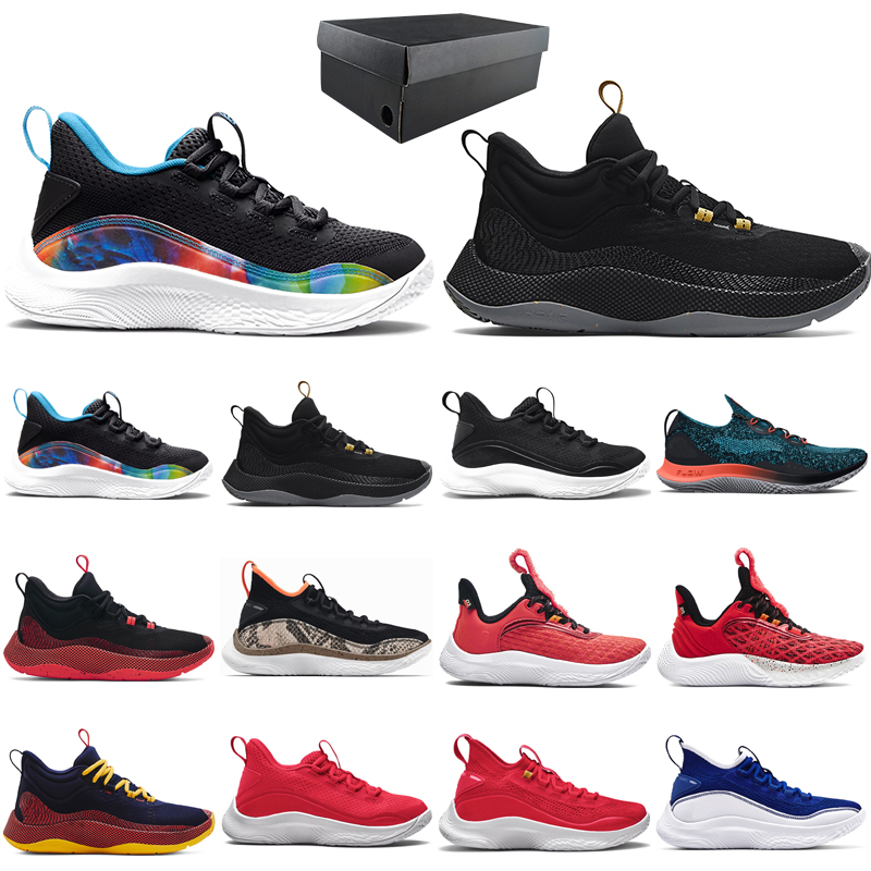Original currys basketball shoes men Black White Pitch Gray Fresco Blue Hot Coral Midnight Navy Taxi Red Royal outdoor sports sneakers with box