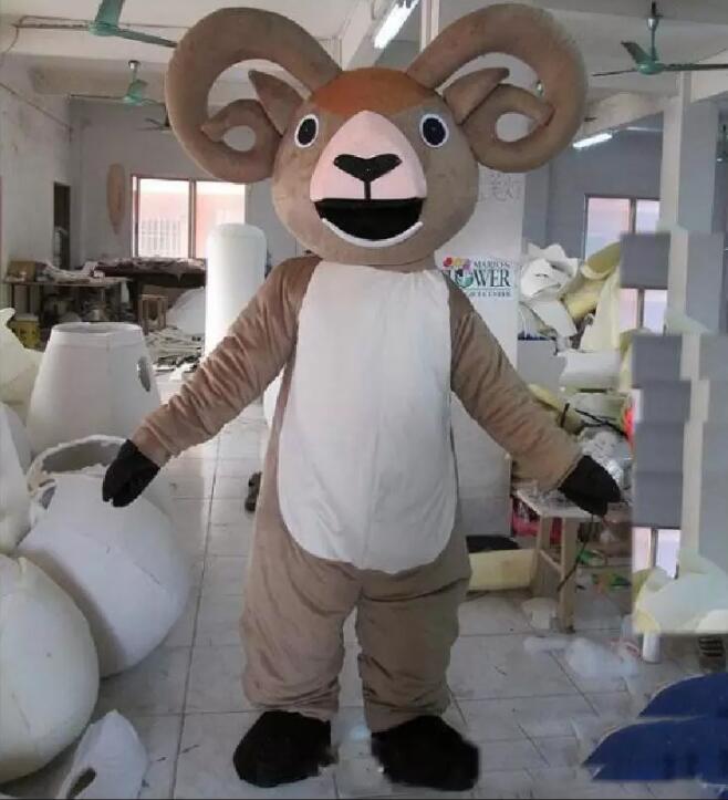 

akes new big horn goat sheep mascot costume for adult to wear, As pic