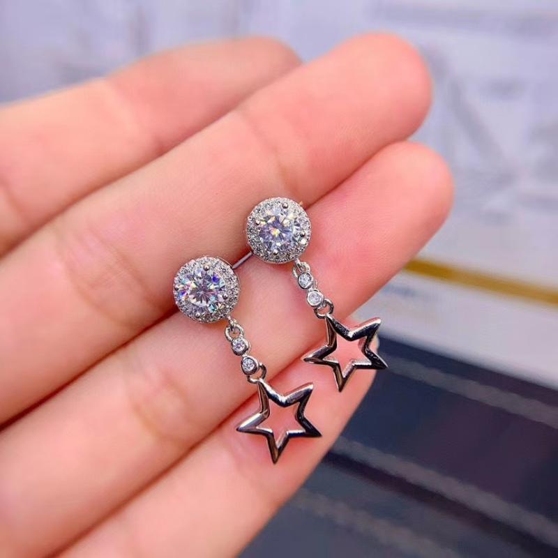 

Dangle & Chandelier MeiBaPJ Top Quality 5mm Moissanite Luxurious Drop Earrings 925 Sterling Silver Fashion Ear Dtuds Fine Jewelry For WomenD