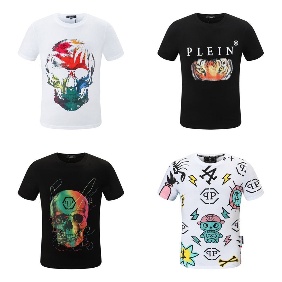 T-shirt Designer Plein marque pour hommes et femmes à manches courtes lettre animal imprimé rond couche street mode.