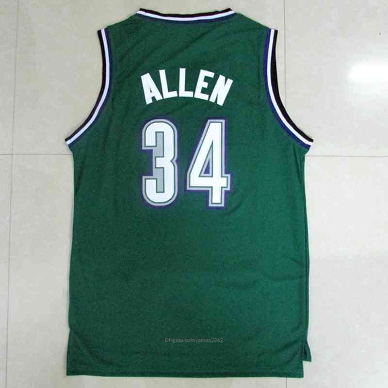 

Allen Top Quality Vintage Ray 34# Men Basketball Jerseys All Stitched For Sport Fans Embroidery Shirts Size S-2XL, Green
