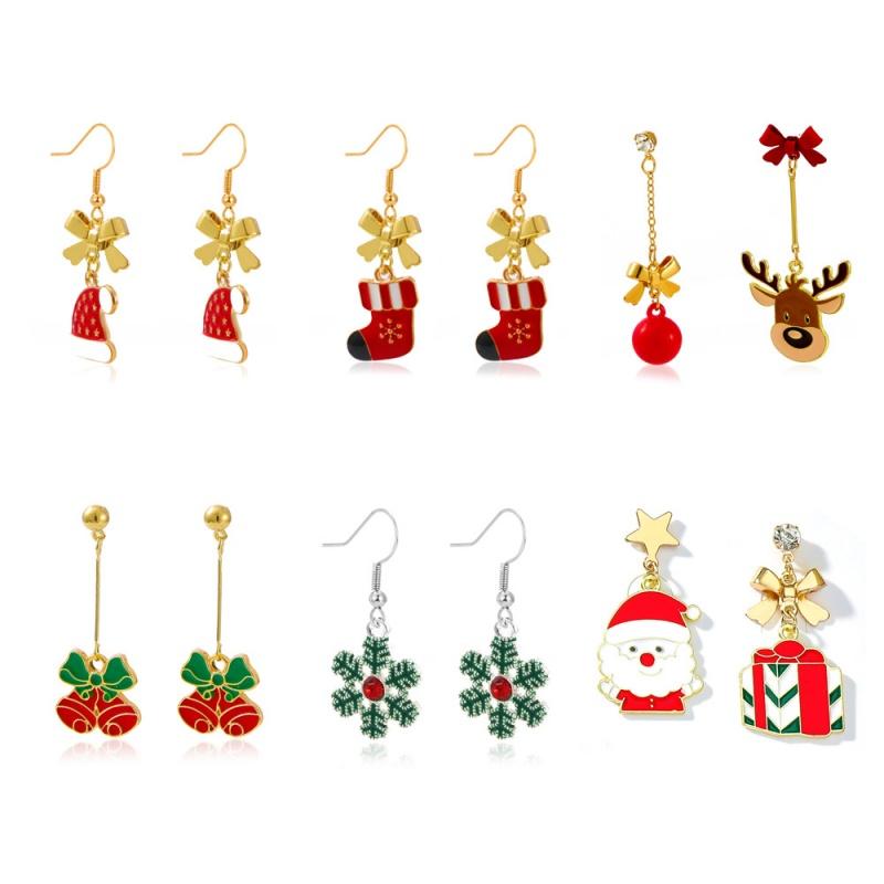 

Dangle & Chandelier Christmas Earrings Cartoon Characters Creative Lovely Snow The Bell Hat Stud Gift For Girls Jewelry Wholesale