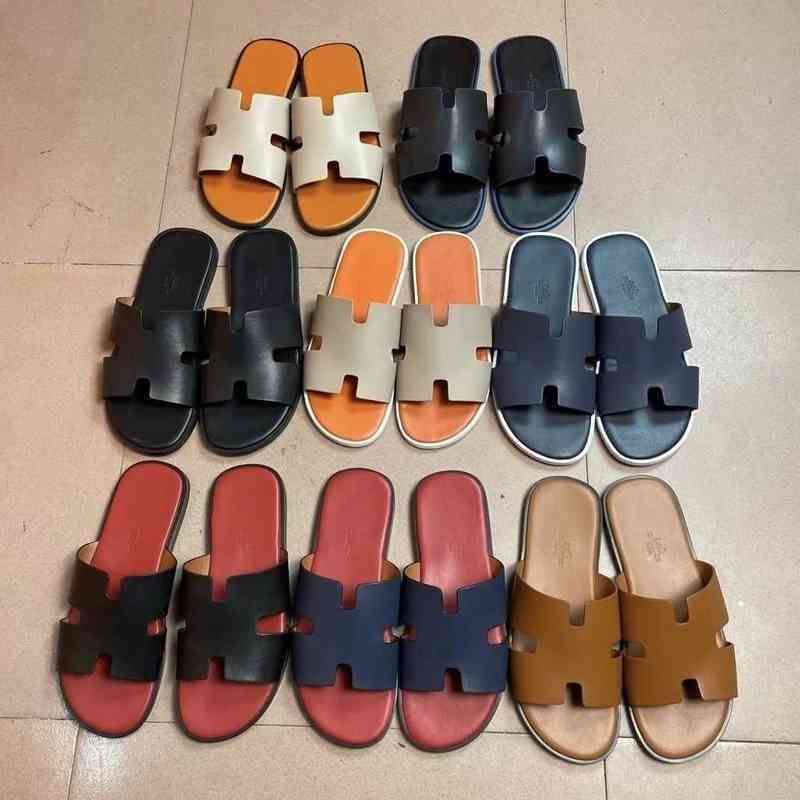 

Men's Izmir Herme Slippers European Station h Family Men's Slippers 2022 Spring and Summer h Fashion Brand Fashionable Outdoor Flip Flops Beach Shoes Men, 01 grey orange white background