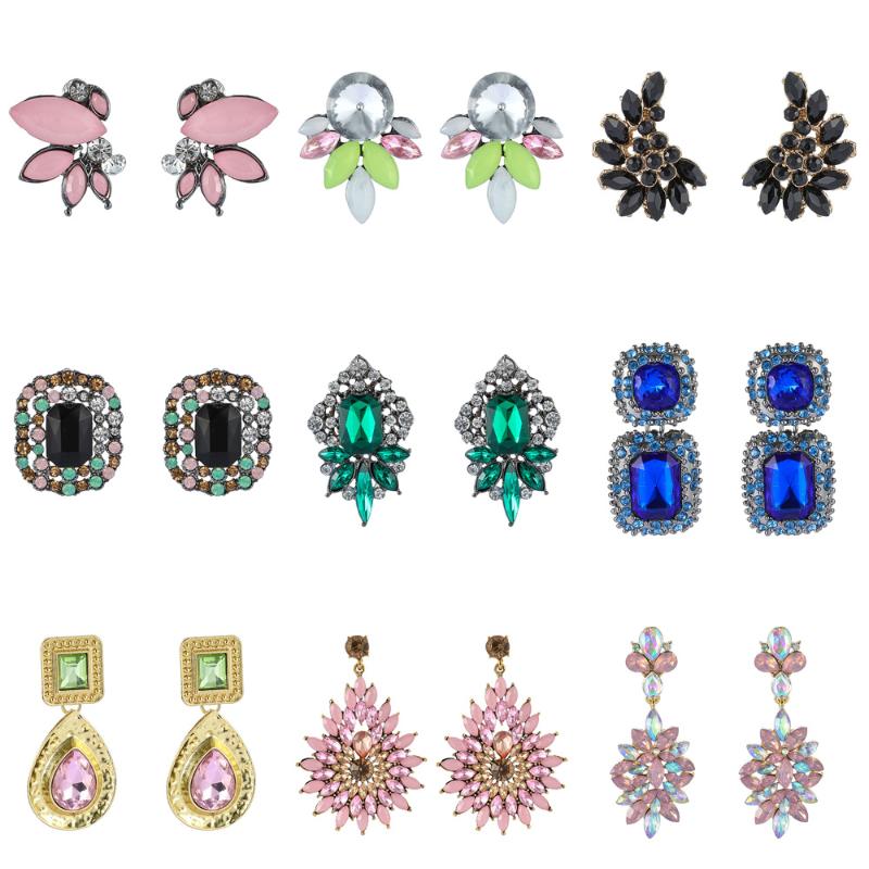 

Dangle & Chandelier Colorful Shiny Rhinestone Drop Earrings For Women Pretty Flowers Water Party Jewelry Pendientes