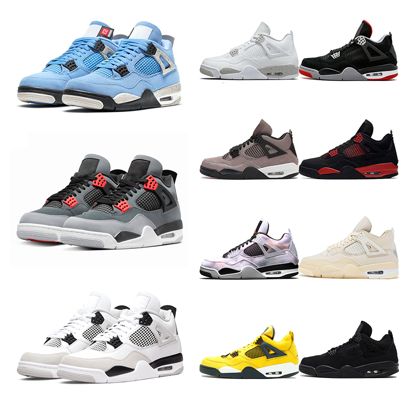 

Shoes Jumpman 4 Retro Basketball Shoe 4s Military Black Sail University Blue Bred White Oreo Red Thunder Infrared Women Men, Pale citron 36-47