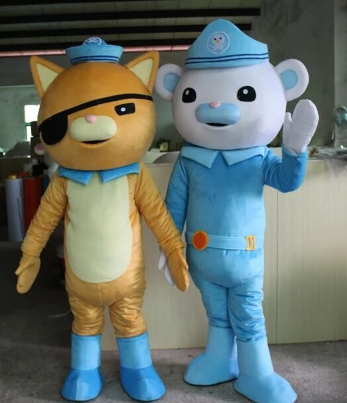 

lively Octonauts Movie Captain BarnaclesMascot Costumes & kwazii Polar Bear Police mascot Adult Size, Blue