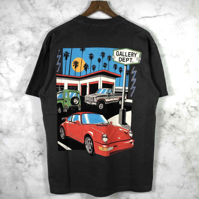 

Designer Shirt Painting Gallerydepts Color Gallerysdepts Outlet Car Printing Wash Old Short Sleeve Tee Men's and Women's Trendy T-shirtin Stock Trend Shirts Summer, Gray