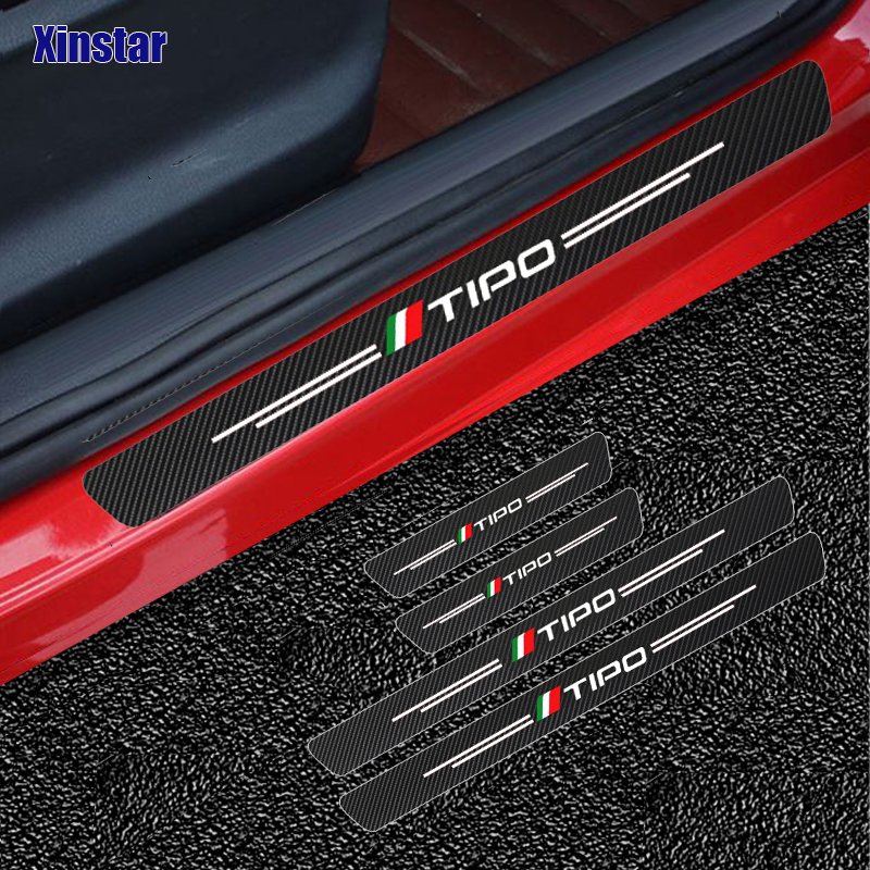 

4pcs Carbon Fiber Car Door Sill Sticker For Fiat TIPO Auto Accessories, As described