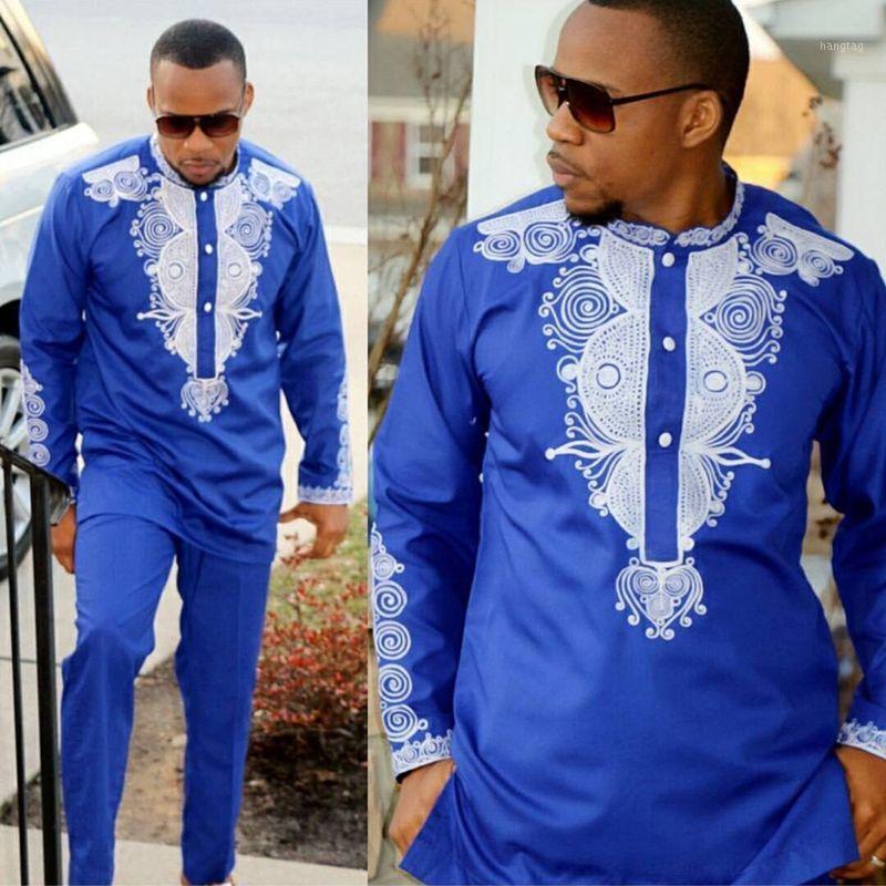 

Ethnic Clothing Dashiki Mens Top Pant Set 2 Pieces Outfit African Men Clothes 2022 Riche Clothing For Shirt With Trouser