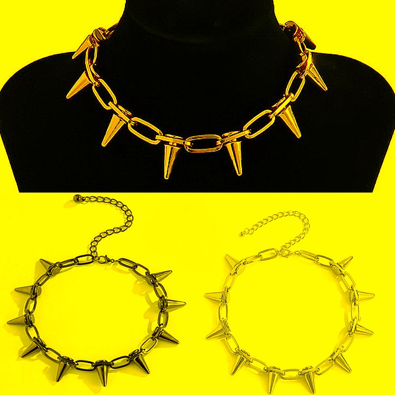 

Chokers Retro Punk Rivet Necklaces Metal Unisex Collarbone Chain Necklace KTV Disco Party Cosplay Props Hip Hop Trendy JewelryChokers