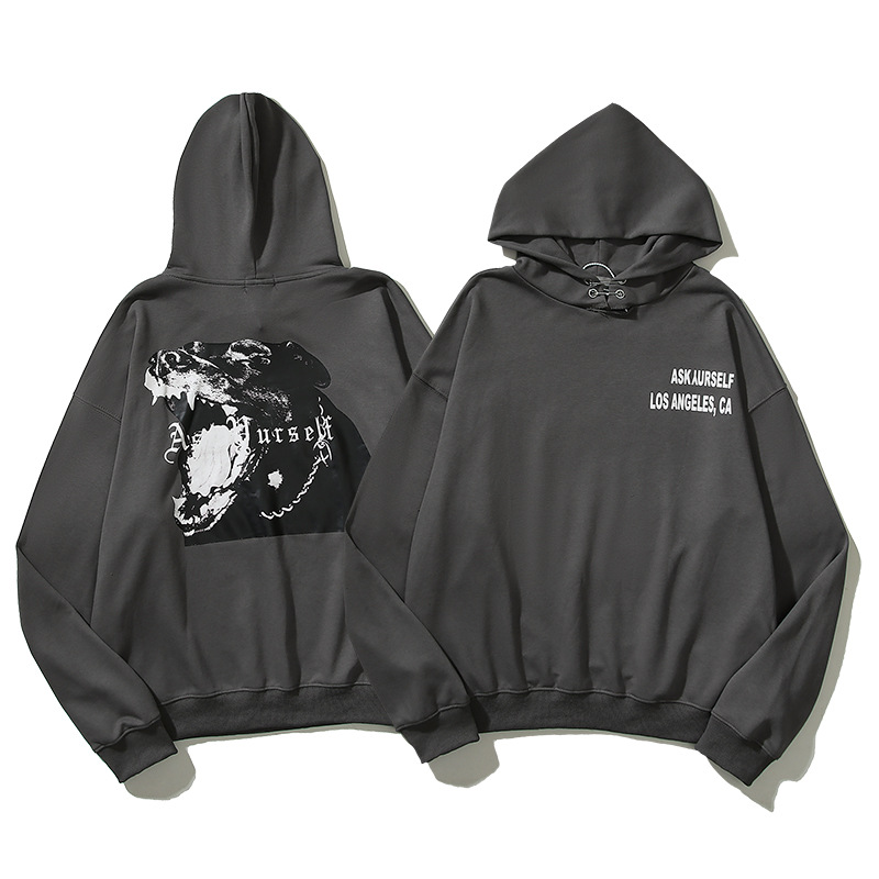 Gris Sweatshirts Hoodies Hommes Femmes Haute Qualité Vintage Print Pull Hoode Hip Hop Pulls 22FW